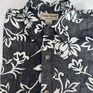 Cooke Street Honolulu Heather Black and Cream Floral Men's‎ Shirt